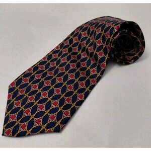 Vtg Paolo Gucci Men's 100% Silk Necktie Linked Stirrup Print Made in Italy